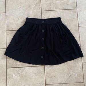 Frenchi Black Button Front Flare High Waist Skirt